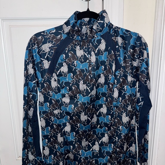 Ariat Tops - Ariat Blue Black White Horse Print Quarter-Zip Top